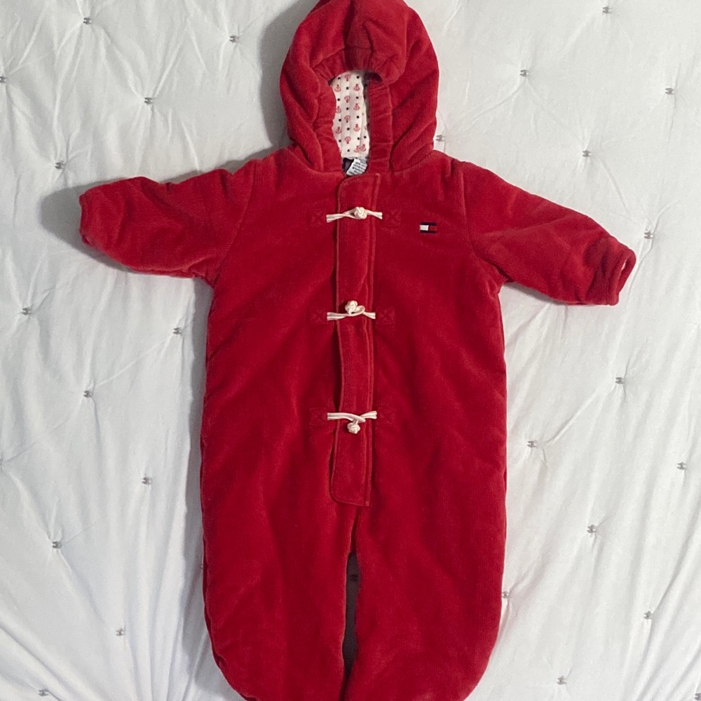 Tommy Hilfiger Baby. One piece zip-up for cold weather. Bunted. Fine Corduroy.